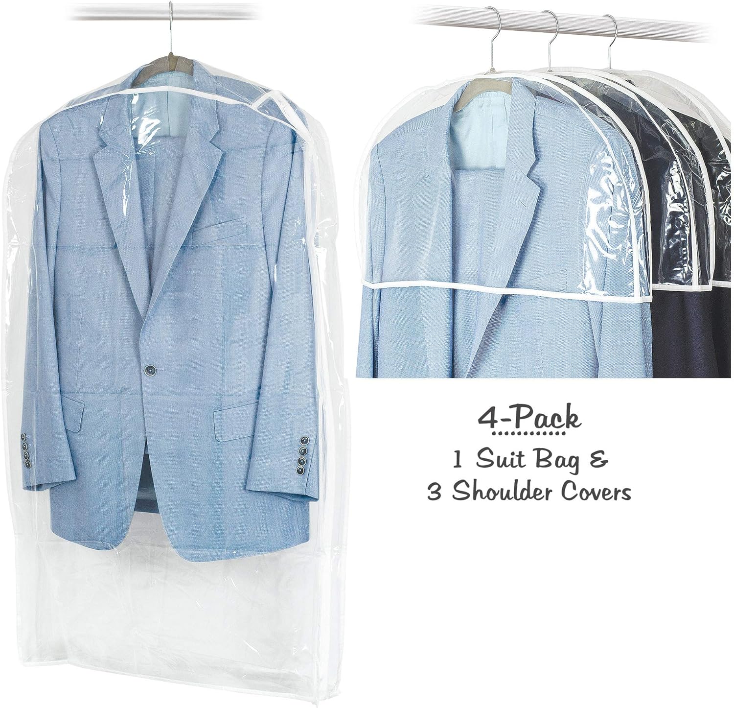 Heavy Duty Clear PEVA Plastic Hanging Closet Organizer and