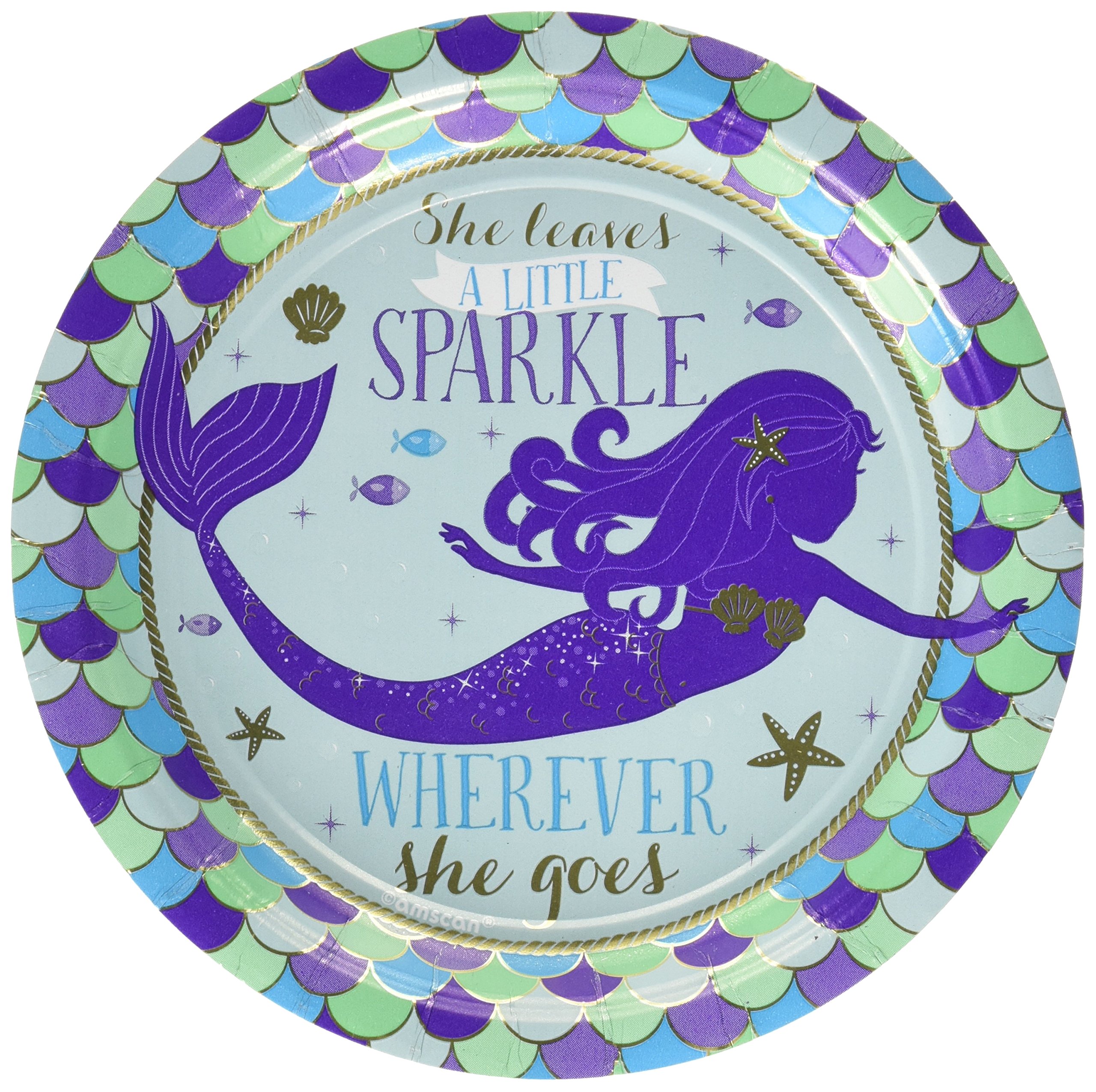 (PKT) Mermaid Wishes Paper Plates 18cm (8 pk)