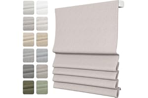 SLKWDOBD Cordless Roman Shades, Blackout or Light Filtering Roman Blinds, Custom Fabric Pull Down Roman Shades with Room Dark