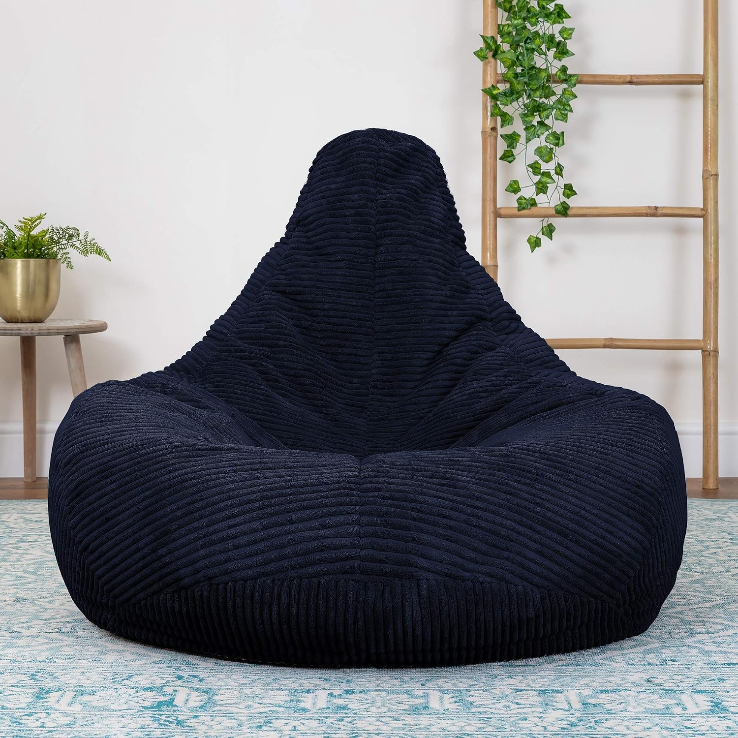 icon Dalton Cord Bean Bag Chair, Navy Blue, Large Adult Bean Bag with Filling Included, Comfy Chair, Living Room Furniture - Image 3