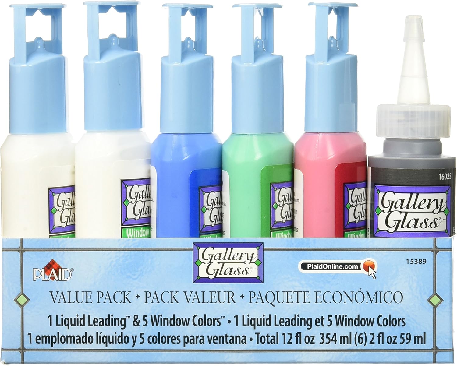 PlaidCraft Gallery Glass Window Color Paint Set 6 kgPrimary, Assorted