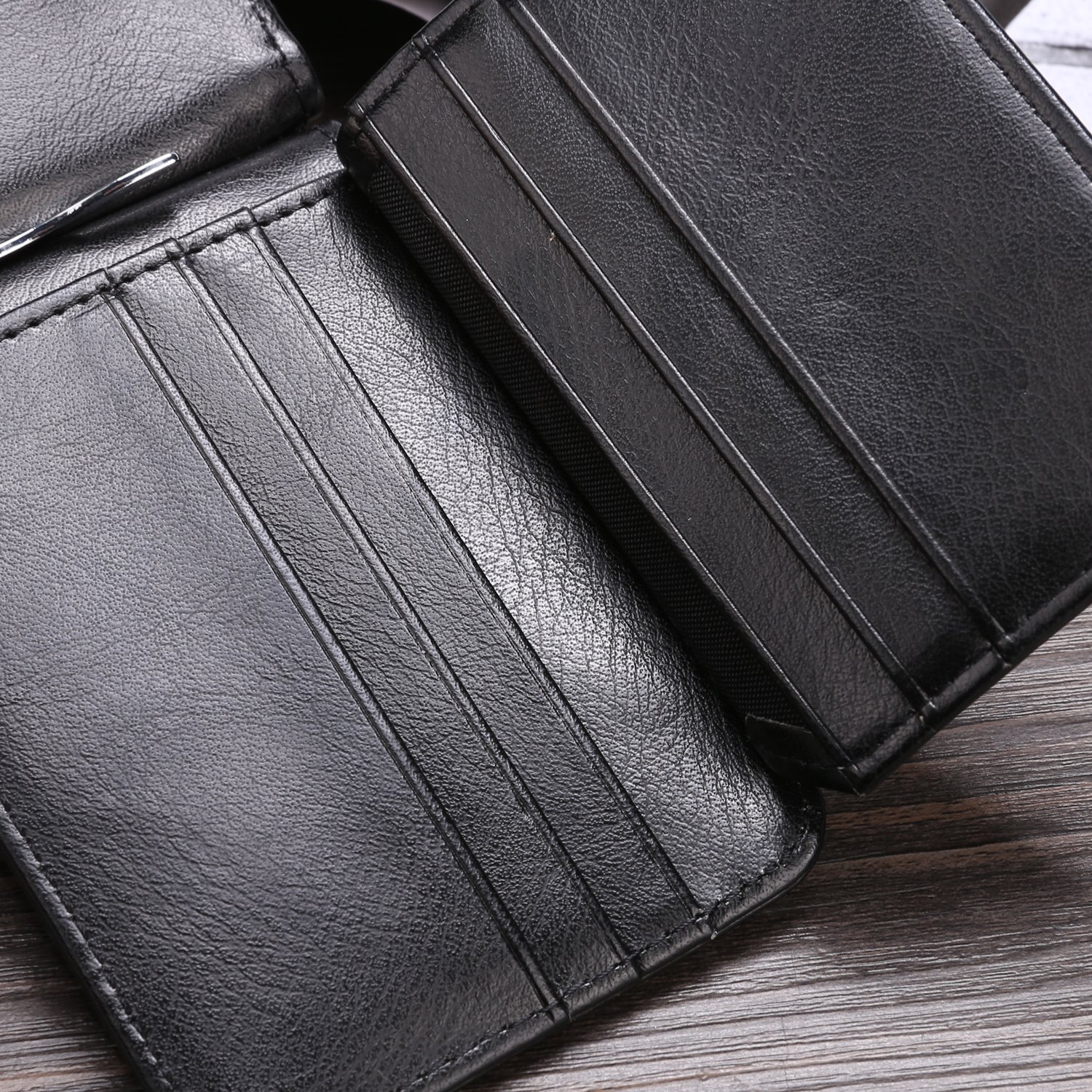 Men\'s Bifold Wallets, Soft Rectangle Synthetic Leather Solid Card Case Wallet Purse with Money Clip