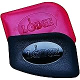 Lodge Pan Scrapers. Handheld Polycarbonate Cast Iron Pan Cleaners. (2-Pack. Red/Black)