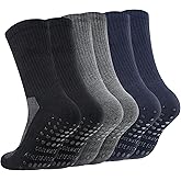 CoolMate GLOBAL Mens Grip Socks Non Slip Crew, Grip Socks for Men Yoga Pilates Gym, Gripper 3 Pack Size 6-14