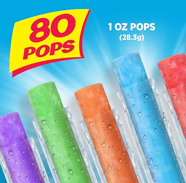 POP ICE POPSICLE VARIETY PACK OF 1 OZ FREEZER BARS, ASSORTED FLAVORS, 80 COUNT