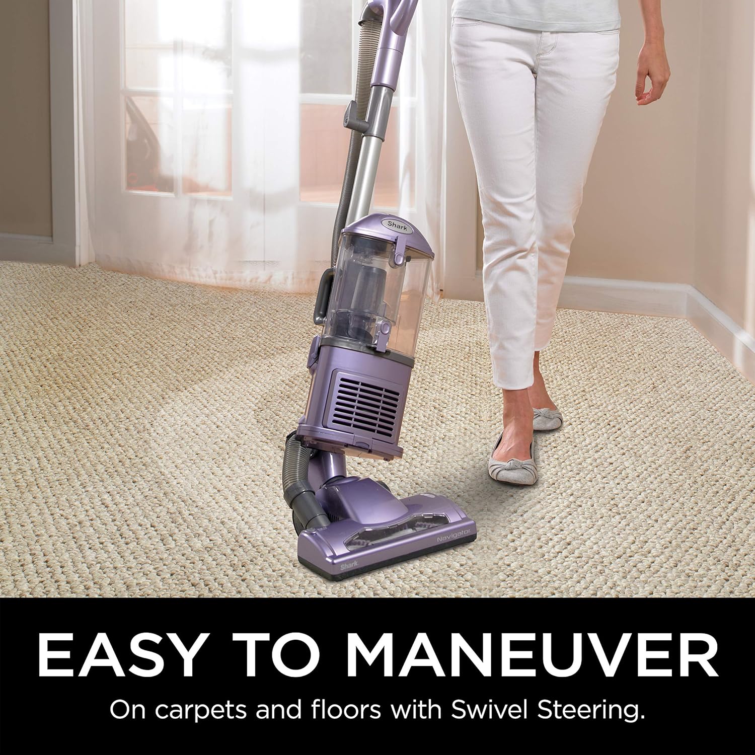 Shark Navigator Upright Vacuum for Carpet and Hard Floor with Lift-Away Handheld HEPA Filter, and Anti-Allergy Seal (NV352), Lavender - Household Upright Vacuums