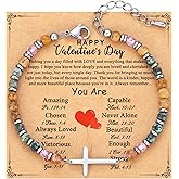 TONY & SANDY Christian Cross Bracelet for Women, Valentine's Day Gifts for Her, Confirmation Baptism Easter Gifts, Unique Gift for Friends Daughter Mom Sister in Christ Birthday Christmas