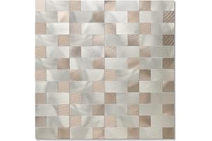 Yipscazo 20 Sheets Peel and Stick Backsplash Tile, Stick on Stainless Steel Backsplash Metal Tiles for Kitchen Walls in Mix Gold (12''x12'')