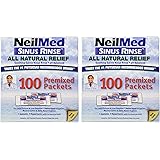 NeilMed Sinus Rinse 100 Salt Premixed Packets for Allergies & Sinus (Pack of 2)