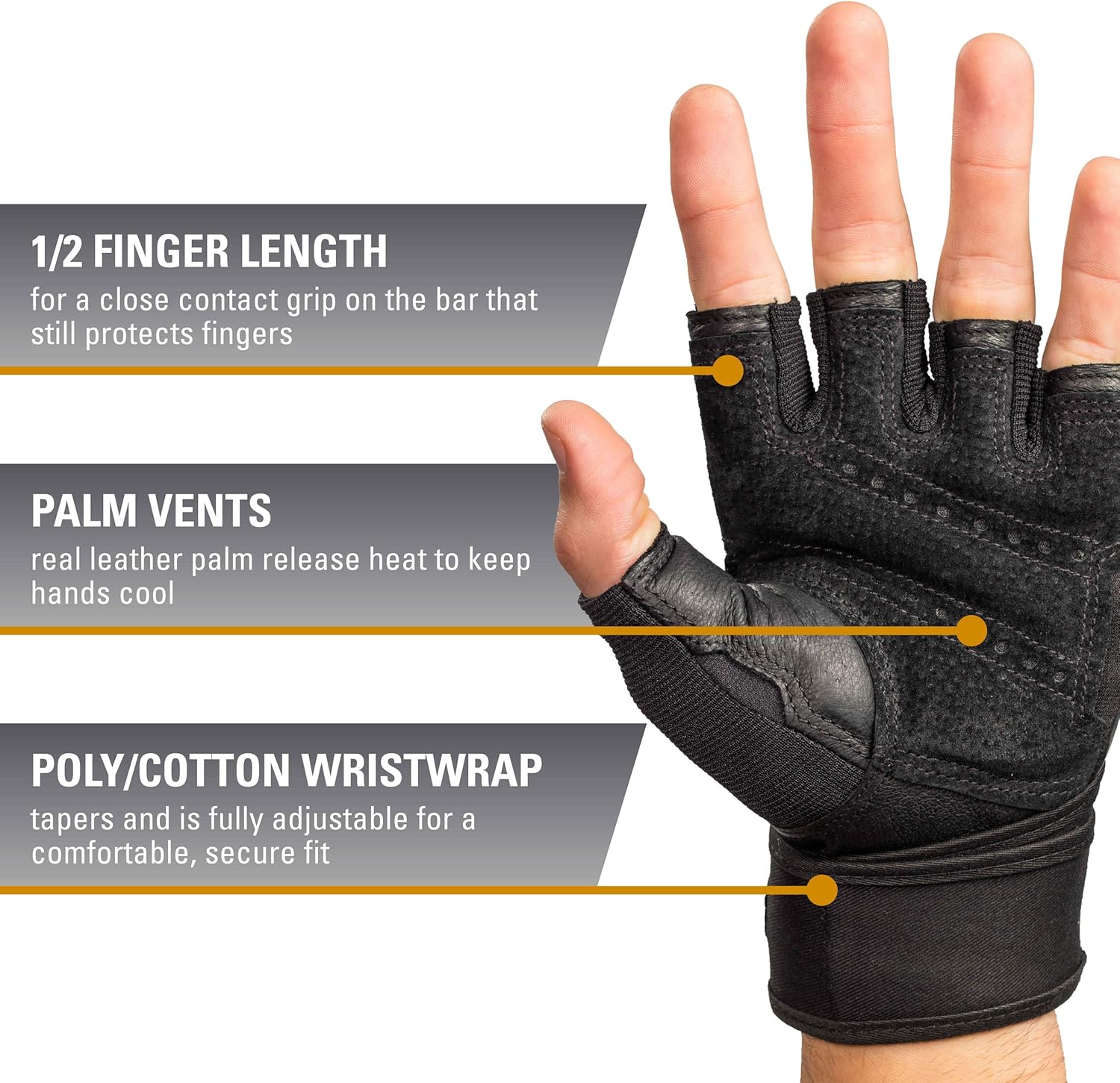 Harbinger Pro Wristwrap Weightlifting Gloves with Vented Cushioned Leather Palm (Pair), X-Large : Sports & Outdoors