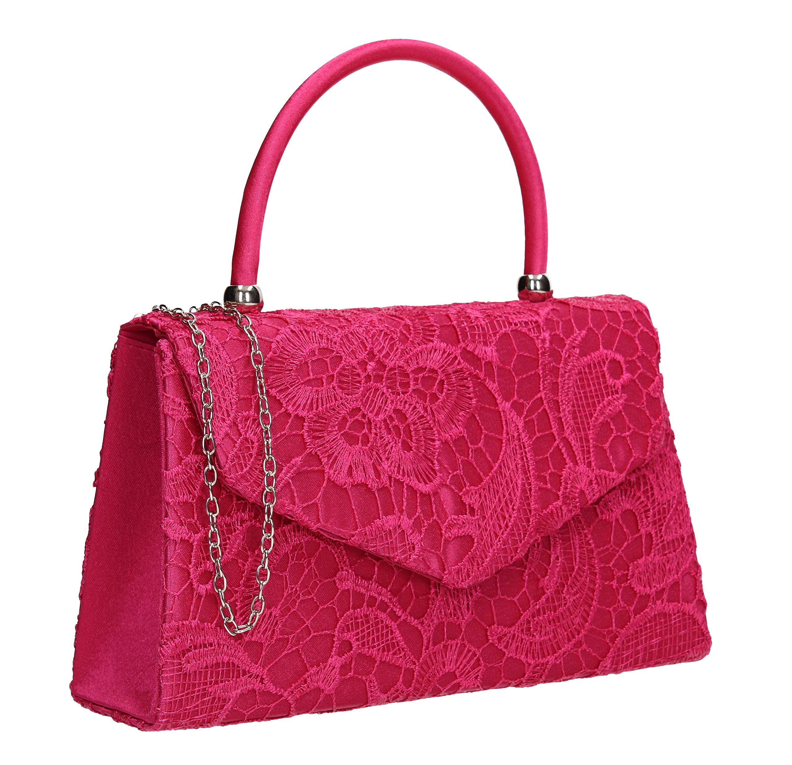 SWANKYSWANS Womens Kendall Lace Smart Elegant Clutch Fuschia