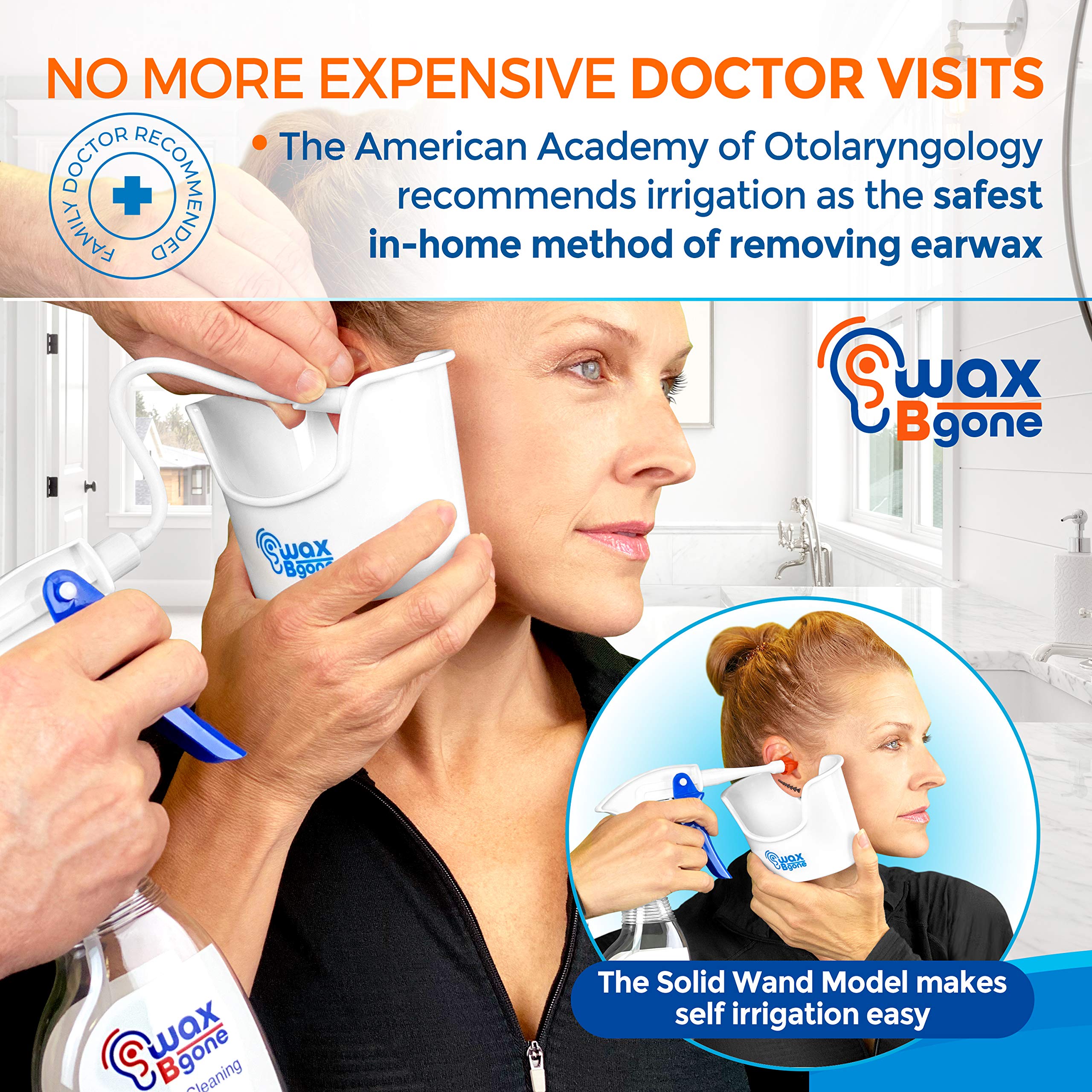 WaxBgone Ear Wax Removal Kit with SoftSpray Ear Irrigation Tips for Safe and Effective Earwax Removal - Complete Ear Cleaning Kit for Adults and Kids - Includes Ear Wax Removal Softening Drops