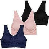 Stylzoo Women's Plus Size 3 Pack Seamless Wire Free Bra with Removable Pads
