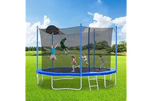 DHHU 16FT Trampoline 14 FT Trampoline for Kids and Adults, Adult Trampoline Outdoor, Trampoline with Basketball Hoop & Trampoline Net - Tranpolin ASTM Approval - Maxload: 240 Lbs~1000 Lbs