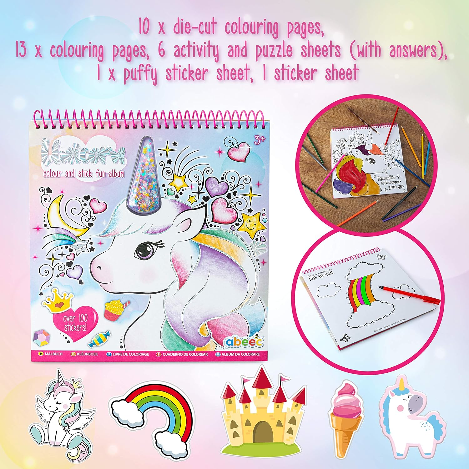 abeec Unicorn and Sticker Book – Kids Activity Pack Containing ...