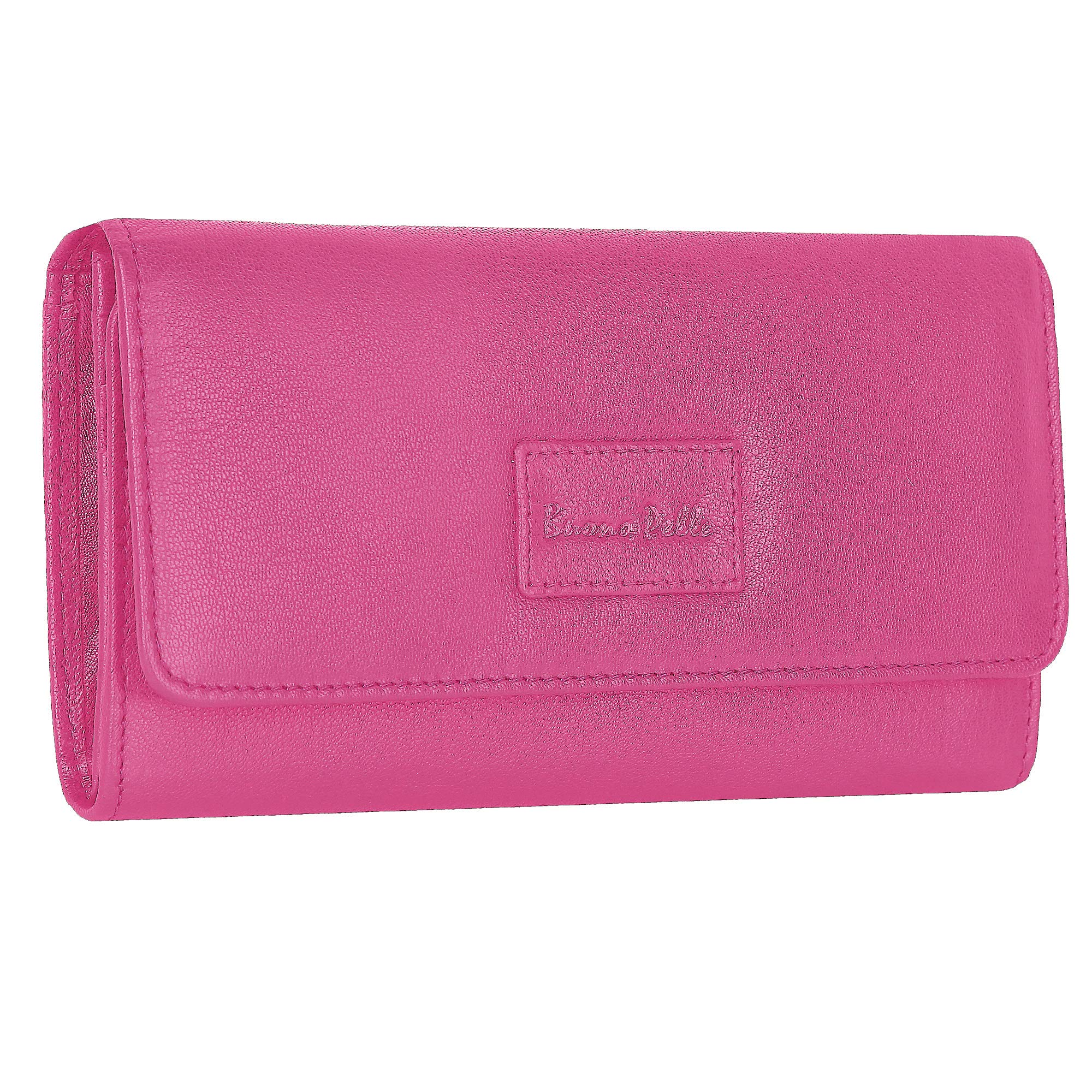 Buono Pelle Ladies RFID Safe Designer Soft Leather Purse Card Women Clutch Wallet with Zip Pocket Gift Boxed