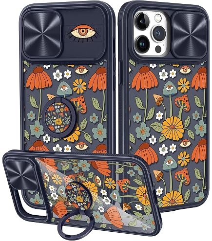 2in1 IPhone 13/14 Hülle Mit Kamera-Abdeckung & Ringständer – Niedliches Grusel-Design