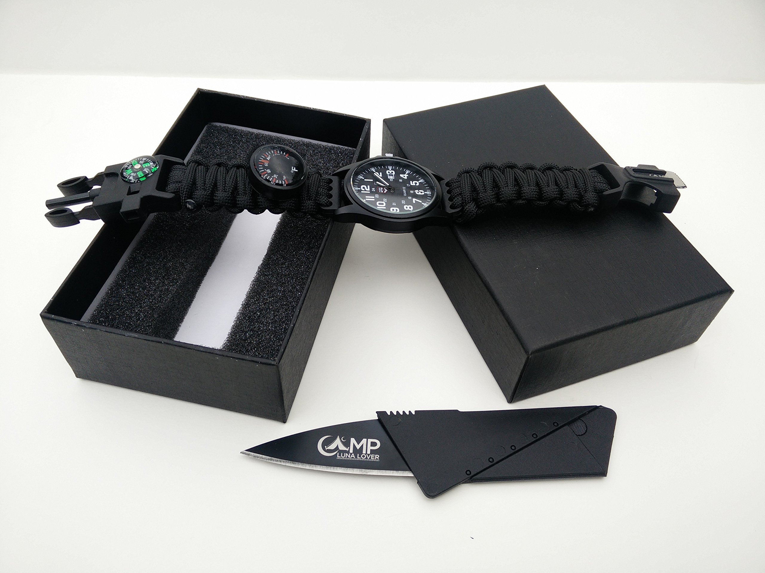 Paracord Survival Watch with FREE credit card knife by Camp Luna Lover