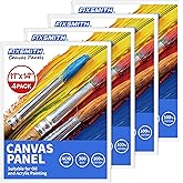FIXSMITH Canvas Boards for Painting 11x14 Inch, Super Value 4 Pack Paint Canvases, White Blank Canvas Panels, 100% Cotton Primed, Painting Art Supplies