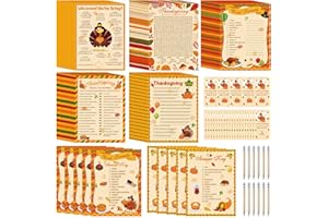 Harloon 172 Pcs Thanksgiving Games Set Thanksgiving Party Games with Pencils for Family Adults Turkey Fall Pumpkin Word Search Scramble Trivia Game Autumn Holiday Activities Party Favors Supplies
