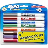 EXPO Low-Odor Dry Erase Markers, Fine Tip, Assorted Colors, 8-Count