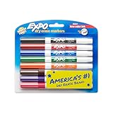 EXPO Low-Odor Dry Erase Markers, Fine Tip, Assorted Colors, 8-Count