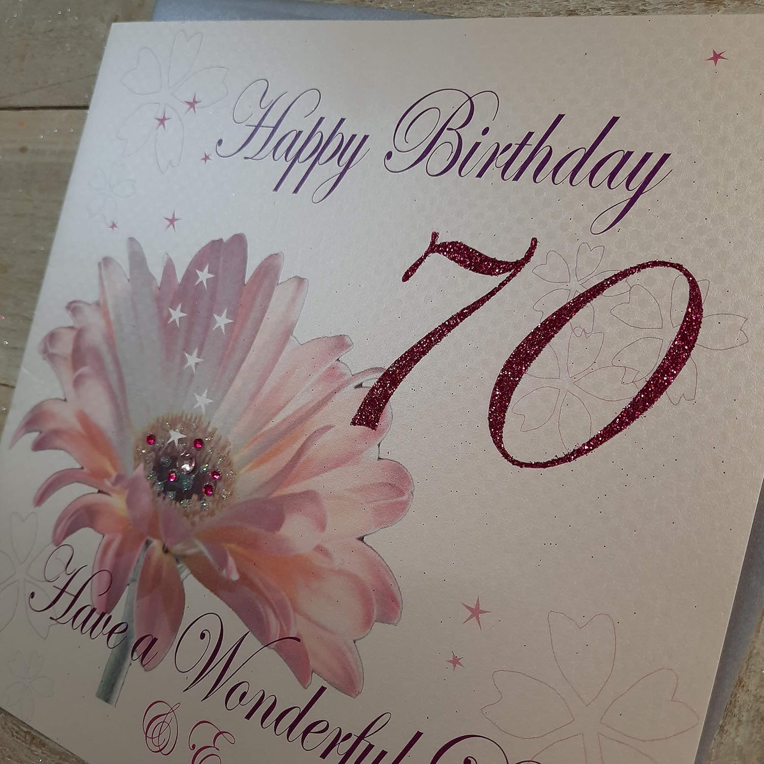 WHITE COTTON CARDS Code XLWBA70 Happy Birthday 70 Have A Wonderful Day Handmade Large Birthday Card Flower, Pink - Image 4
