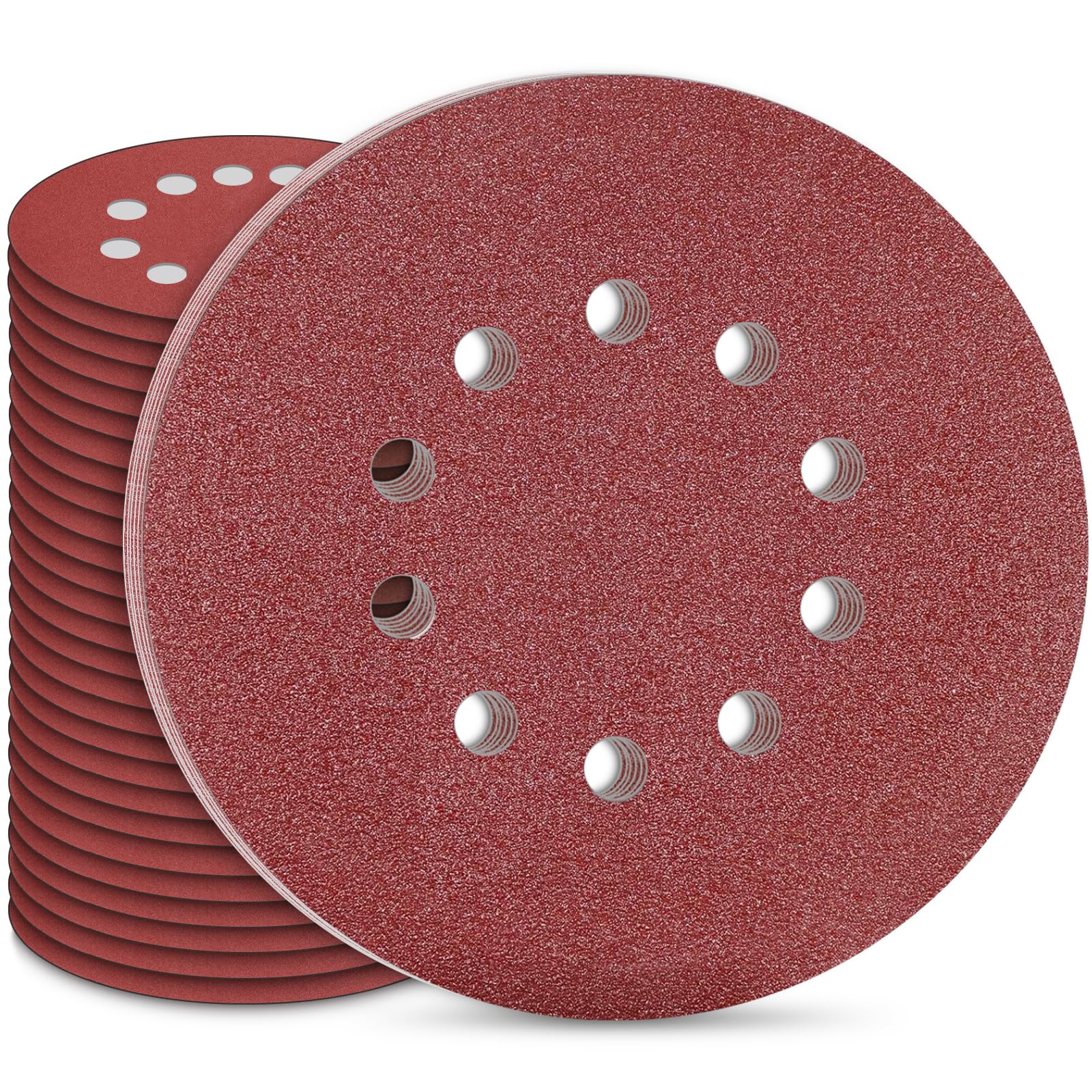 STEBRUAM 225mm Sanding Discs 30Pcs 10 Hole Hook & Loop Sanding Pads, Grit 60 for Drywall & Orbital Sanders