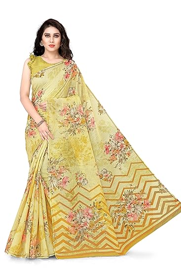 Womens Poly Cotton Printed Saree