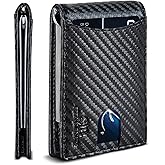 SERMAN BRANDS RFID Blocking Slim Bifold Genuine Leather Minimalist Front Pocket Wallets for Men with Money Clip Thin Gift