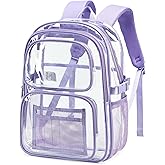 abshoo Large Heavy Duty Girls Clear Backpack for School Bookbag Transparent Multi Pocket Backpacks for Women (Purple)