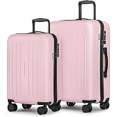 KYME Luggage Sets 2 Piece Hardshell Suitcase with TSA Lock,Pink, 20"/24" | Dual 360 Spinner Wheels,Hardside,Lightweight,PC+ABS