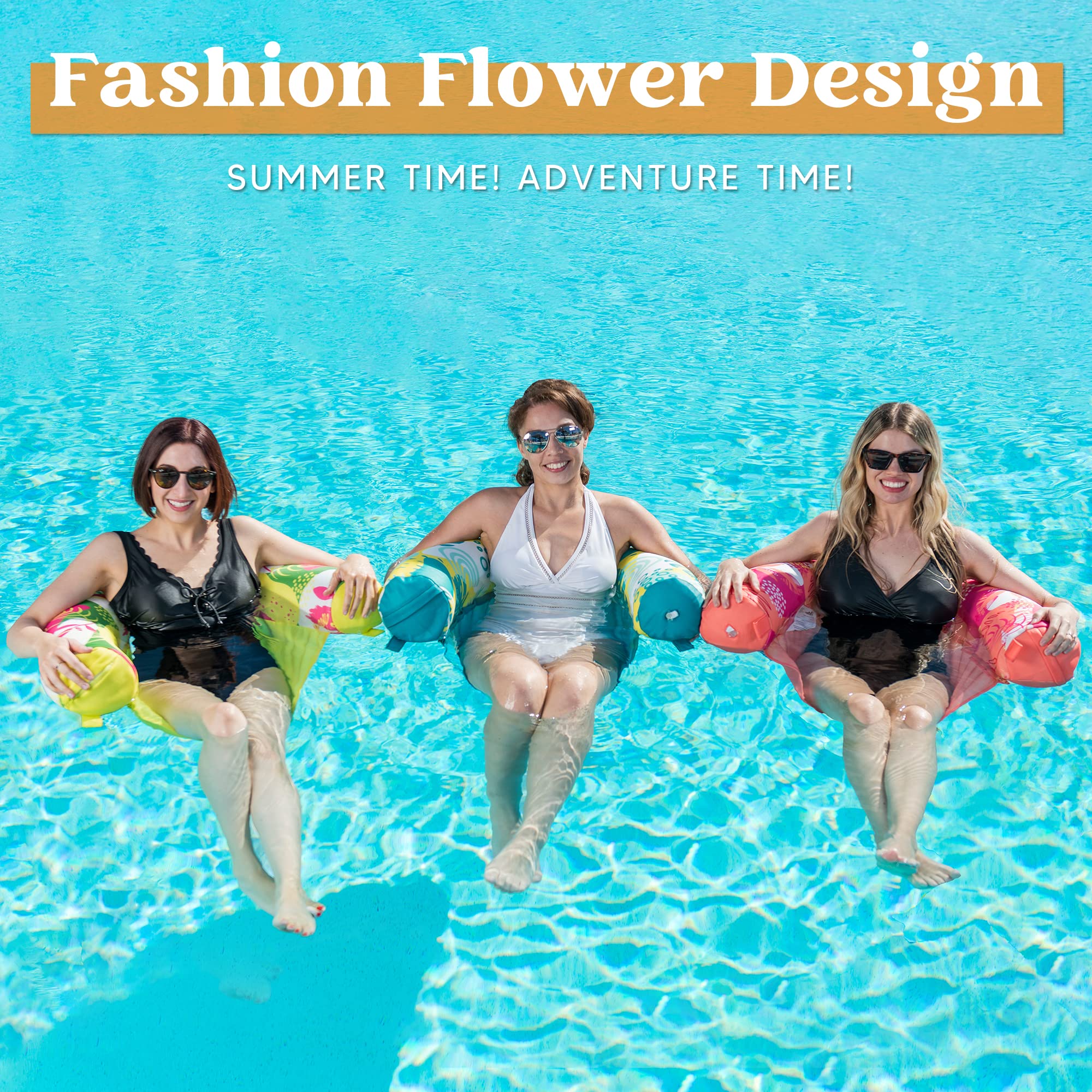 SLOOSH Inflatable Pool Noodle Chair, 3 Packs Pool Floats Noodle Sling Floatie, Swimming Party Floating Chair for Adult Party Summer Water Fun