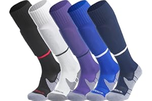 APTESOL Knee High Soccer Socks (1/3/5 Pair) Team Sport Cushion Athletic Socks for Kids Youth Adult