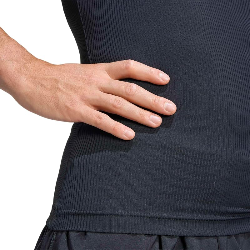 Homme Power Essentials Workout Rib Tank Shirt, Black, M — photo 5 sur 5
