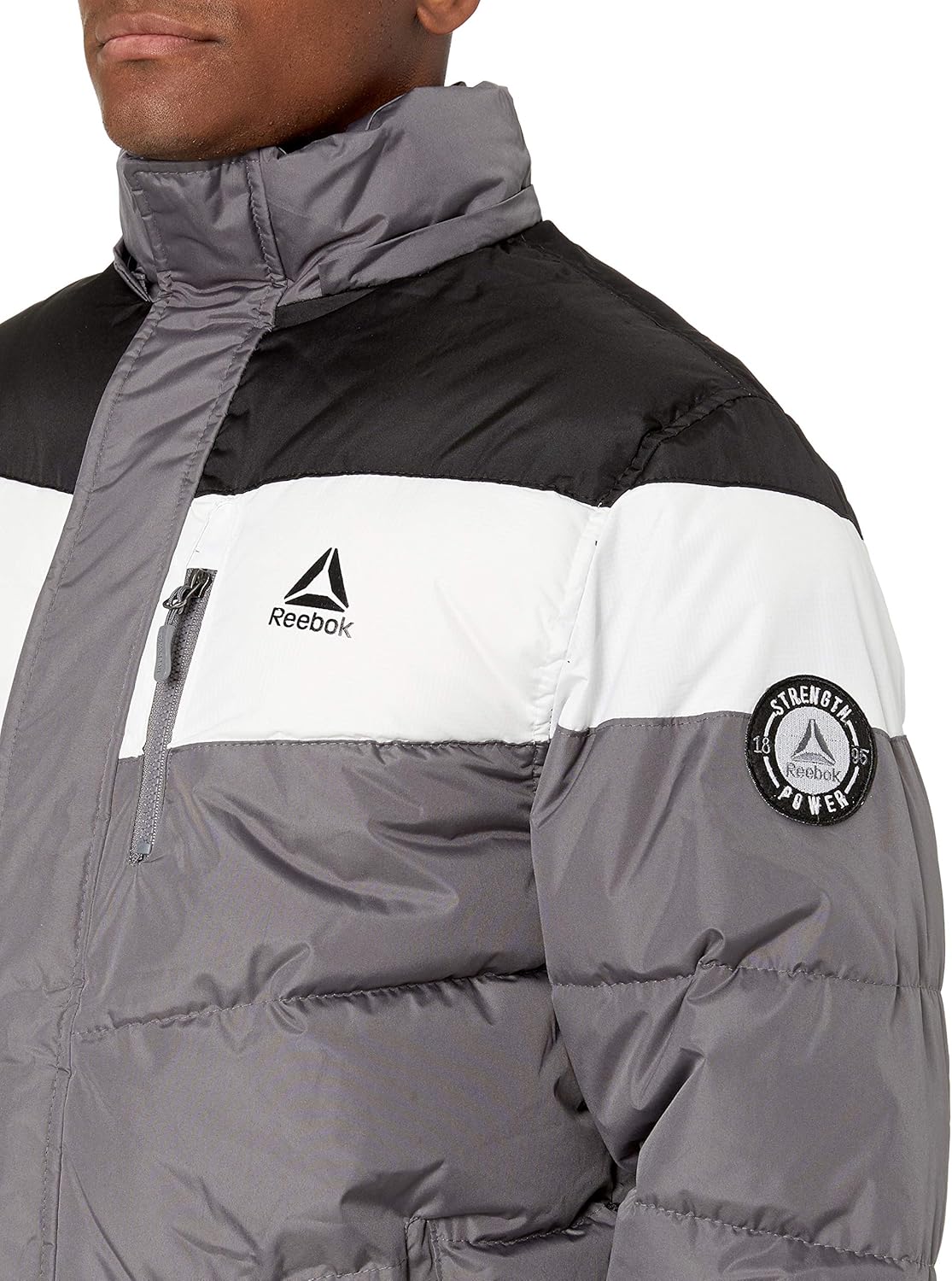 reebok men's heavy weight hooded bubble jacket