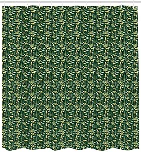 Cortina de ducha de dinosaurio, divertidos dinosaurios verdes saltando