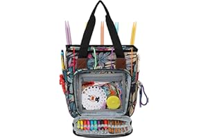 KOKNIT crochet bag,knitting bagBackpack and Tote Bag Storage Bag ，Large capacityYarn Storage Organizer Travel Crochet Bag Women Carrying Crochet Accessories Knitting Needles Crochet
