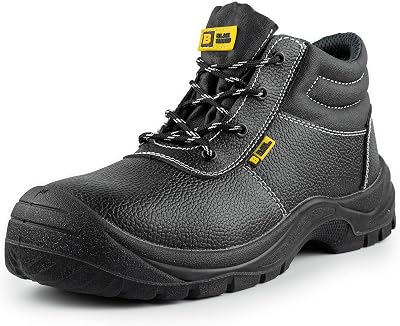 Black Hammer Safety Boots Steel Toe Cap Leather S3 SRC Lightweight UK 10