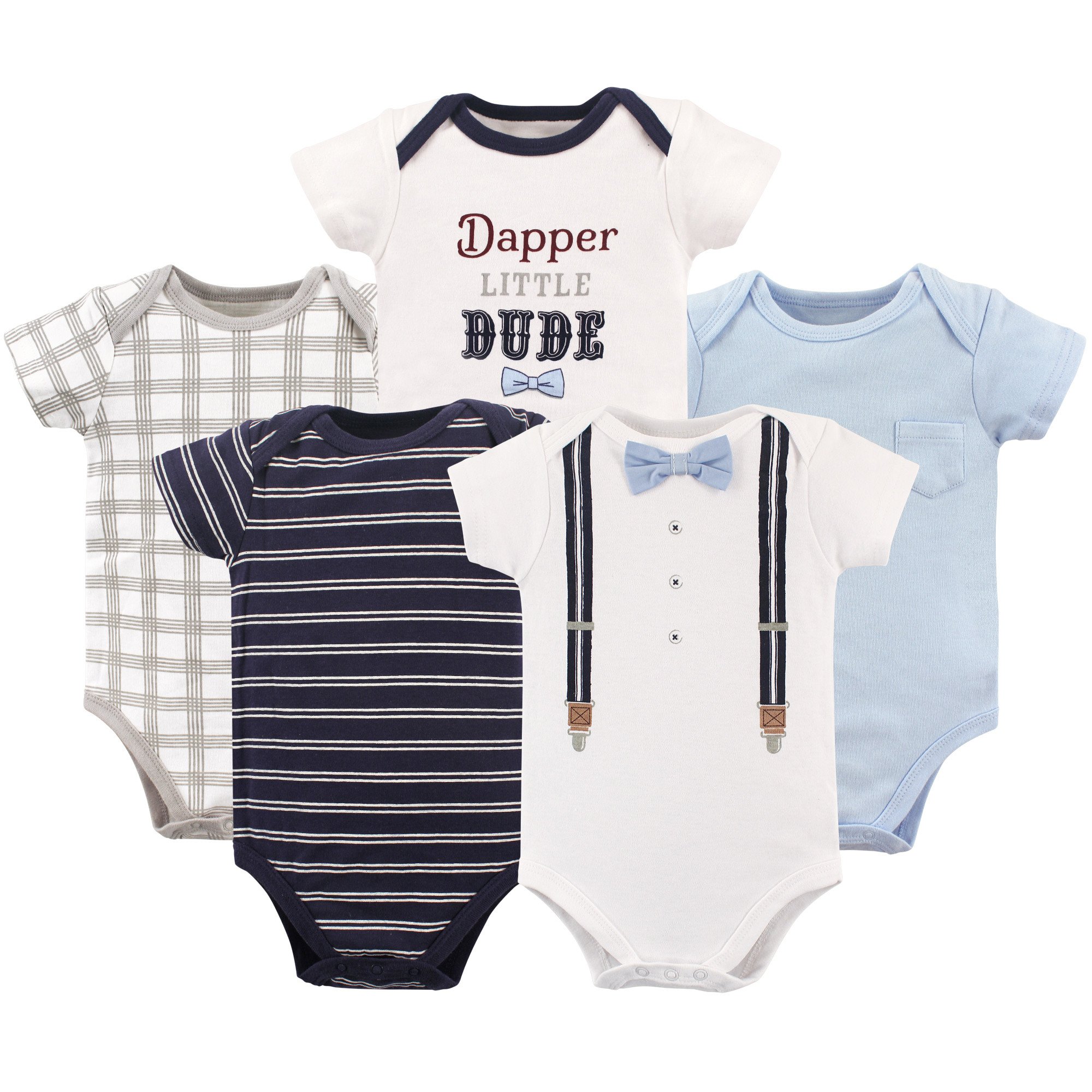 Little Treasure Unisex Baby Cotton Bodysuits, Dapper Bow Tie, 9-12 Months