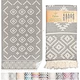 Mebien touche de la nature Premium Turkish Beach Towel – 35"x67" Lightweight Quick Dry Towel – 100% Cotton Sand-Free Turkish Towels – Vintage Dark Grey