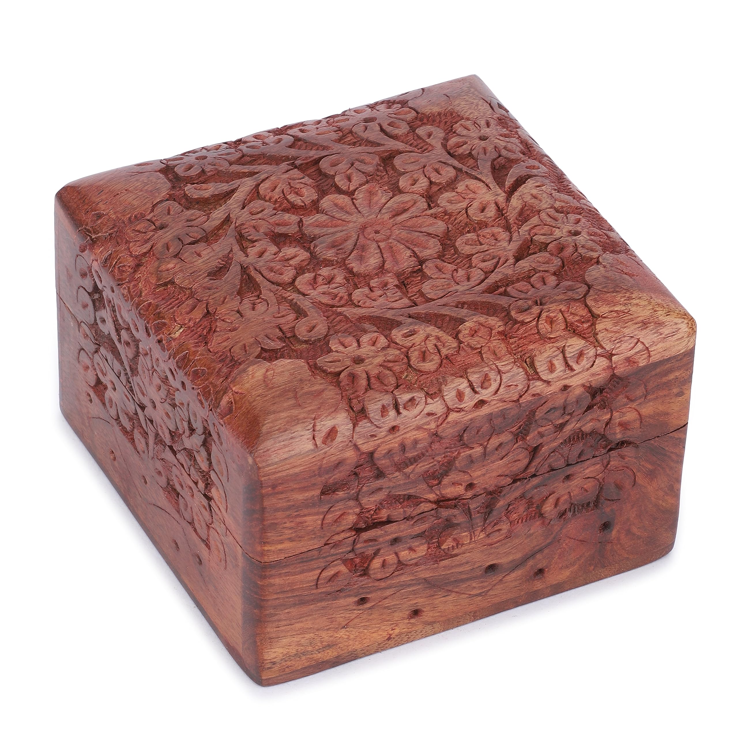 Photo 1 of Ajuny Wooden Hand Carved Decorative Keepsake Box Jewelry Armoire Treasure Chest Trinket Holder Storage Travel Organiser Perfect Unique Gifts Ideas for Men and Women