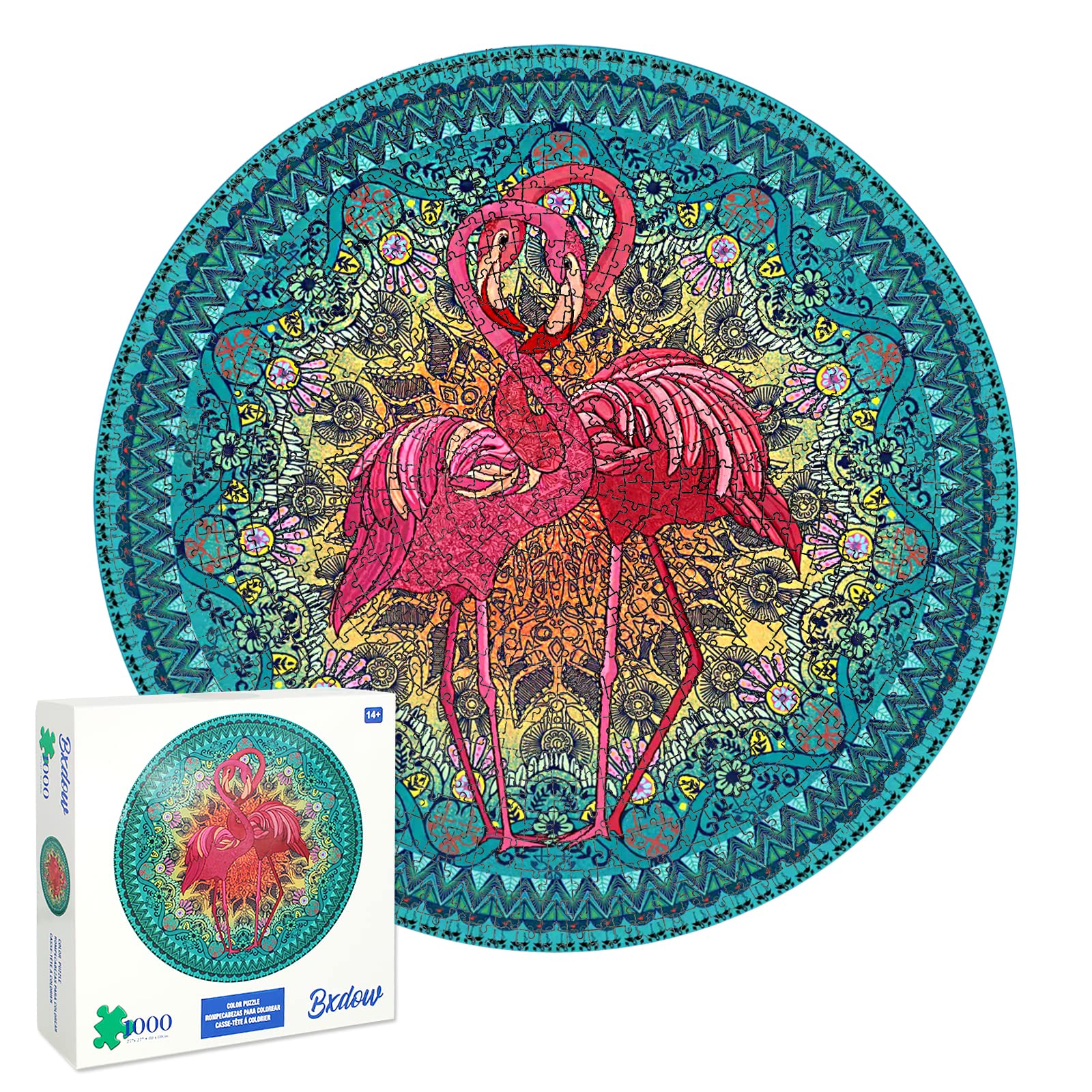 Photo 1 of 1000 Piece Puzzles for Adults Jigsaw Puzzles 1000 Pieces Round Puzzle-Two Swans Jigsaw Puzzle for Gift