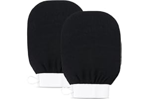 Clarial Exfoliating Body Scrub for Bath & Shower Use - Face Scrubber & Body Exfoliator for Dead Skin Remover - Korean Exfoliating Glove Shower Scrub for Men and Women - Pair Black