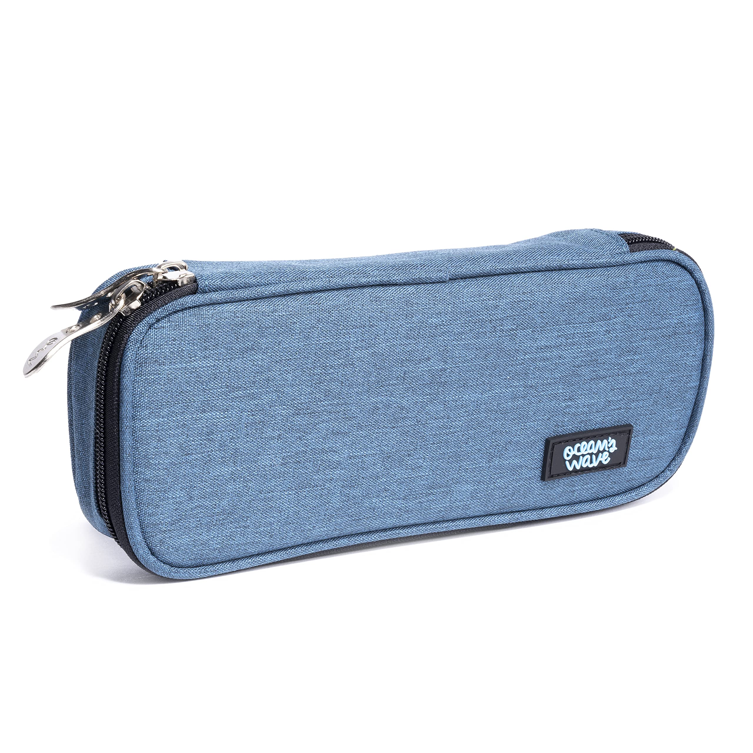 Blue Rectangular Pencil Case – 1 Internal Compartment for Storing Pencils and Pens with a Metal and Ergonomic Handle – Smooth Pencil Case with 1 Zip – 4 x 23 x 10 cm – Ocean's Wave