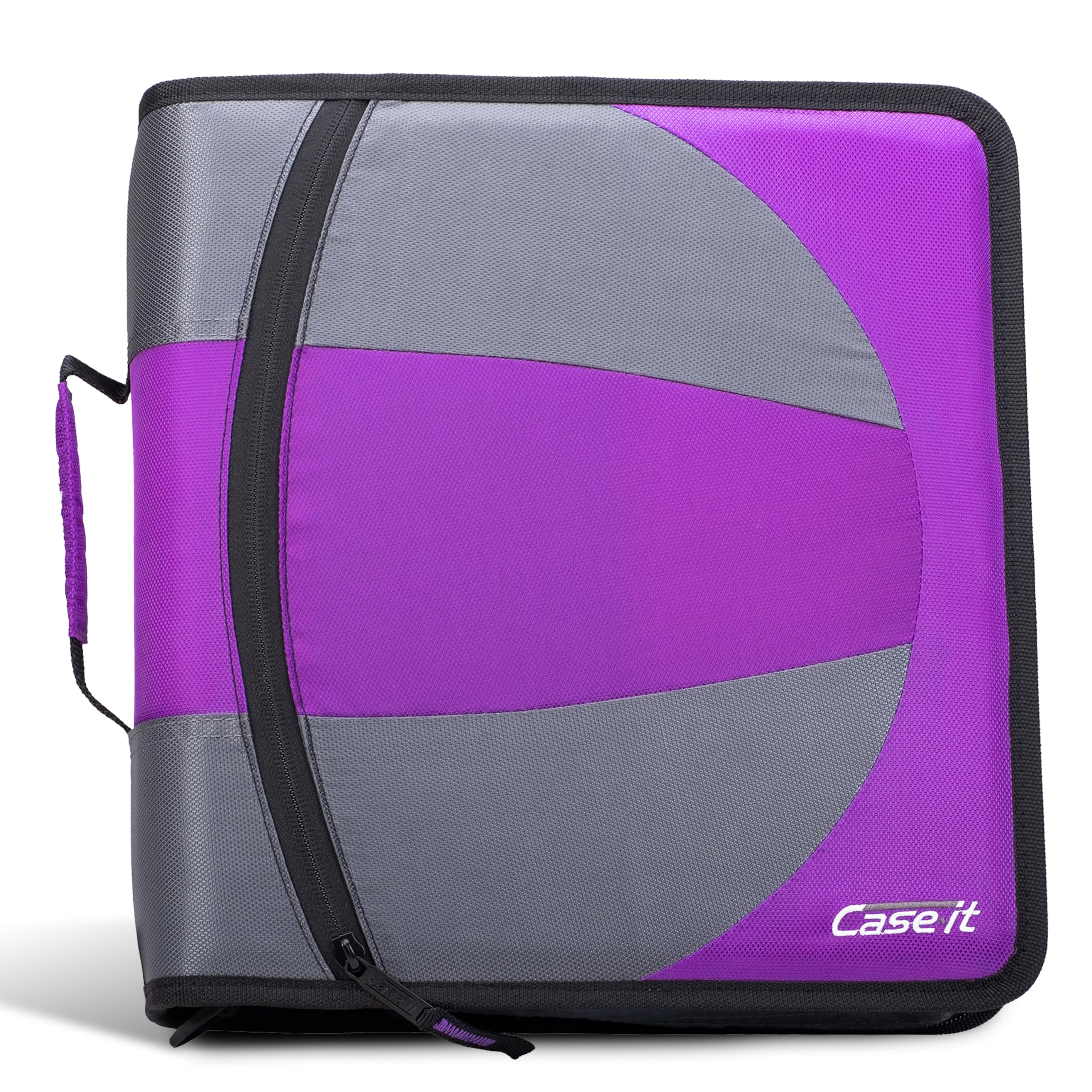 Case-it The Dual 2-in-1 Zipper Binder - Two 1.5 Inch D-Rings - Includes Pencil Pouch - Multiple Pockets - 600 Sheet Capacity - Comes with Shoulder Strap - Deep Purple Dual-101