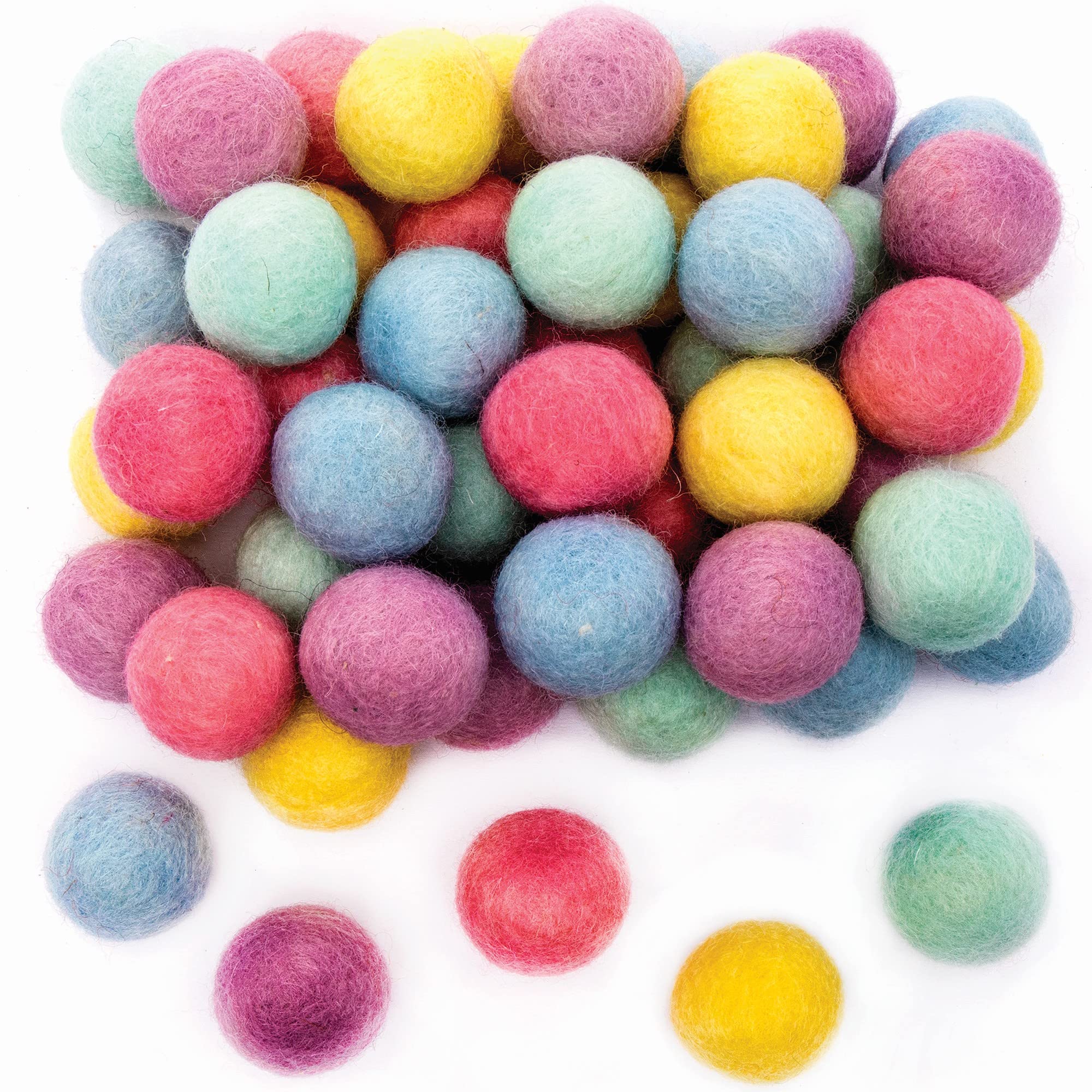 Baker Ross Pastel Felt Balls-Pack of 50, Kids Spring Craft Supplies (FC340), Assorted