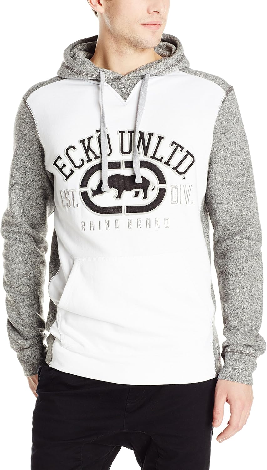Ecko UNLTD Men's Arch Rhino Pull Over Applique Hooded Fleece: Clothing