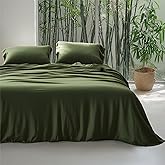 Bedsure 100% Rayon Derived from Bamboo Duvet Cover Queen Size - Lightweight Silky Cooling Comforter Cover Set for Hot Sleepers, Breathable & Moisture-Wicking Bedding Set, Olive Green