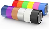 LLPT Duct Tape 12 Packs 50MM x 9M Assorted Colors Dark Blue Pink Yellow Green